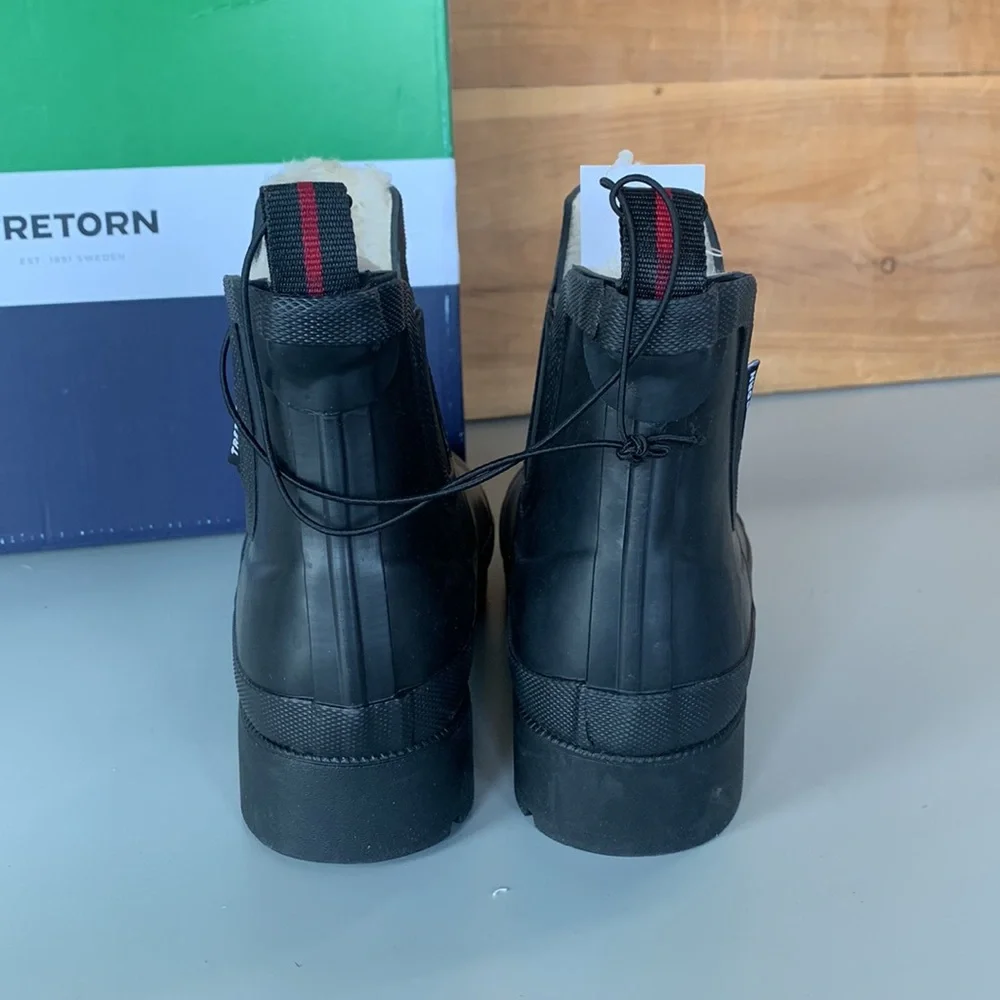 NWT Womens Tretorn Lena Rubber Rain boot Ankle Black Waterproof Chelsea - Picture 4 of 6